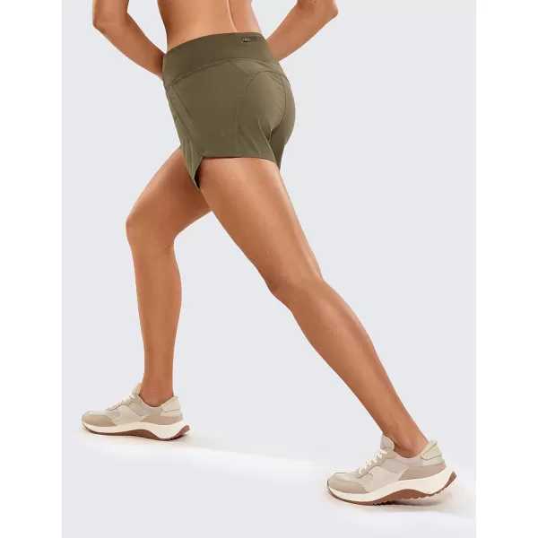 CRZ YOGA High Waisted Running Shorts for Women  254 Liner Gym Athletic Workout Shorts with Pockets Soft Lightweight4  Mid Waisted Olive Yellow