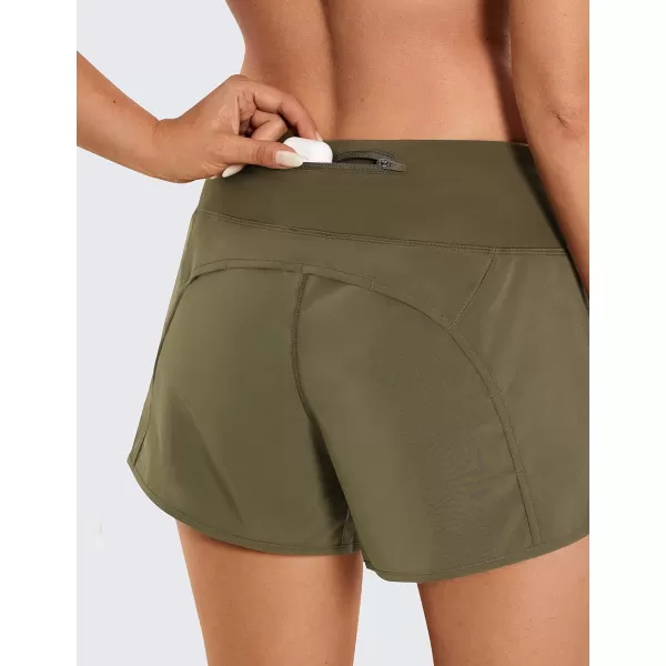 CRZ YOGA High Waisted Running Shorts for Women  254 Liner Gym Athletic Workout Shorts with Pockets Soft Lightweight4  Mid Waisted Olive Yellow