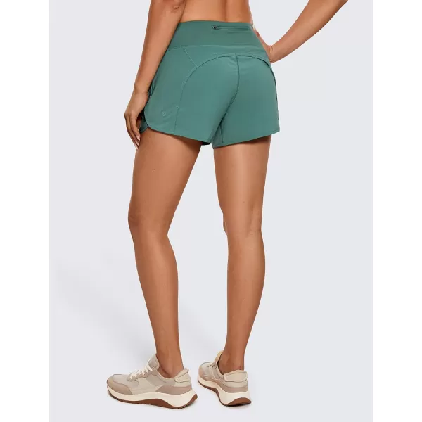 CRZ YOGA High Waisted Running Shorts for Women  254 Liner Gym Athletic Workout Shorts with Pockets Soft Lightweight4  Mid Waisted Smoky Green