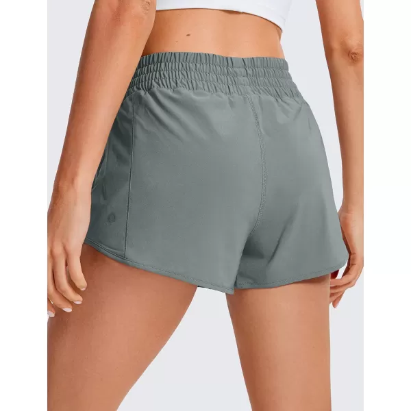 CRZ YOGA High Waisted Running Shorts for Women 25  Mesh Liner Quick Dry Sport Athletic Workout Shorts with Zipper PocketGrey Sage