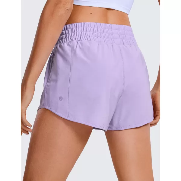 CRZ YOGA High Waisted Running Shorts for Women 25  Mesh Liner Quick Dry Sport Athletic Workout Shorts with Zipper PocketLilac