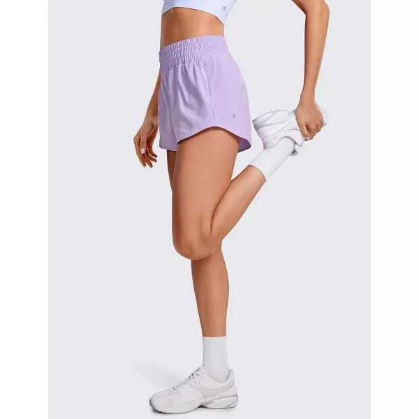 CRZ YOGA High Waisted Running Shorts for Women 25  Mesh Liner Quick Dry Sport Athletic Workout Shorts with Zipper PocketLilac