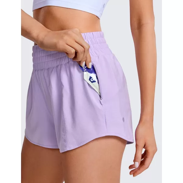 CRZ YOGA High Waisted Running Shorts for Women 25  Mesh Liner Quick Dry Sport Athletic Workout Shorts with Zipper PocketLilac