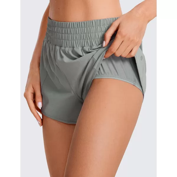 CRZ YOGA High Waisted Running Shorts for Women 25  Mesh Liner Quick Dry Sport Athletic Workout Shorts with Zipper PocketSterling