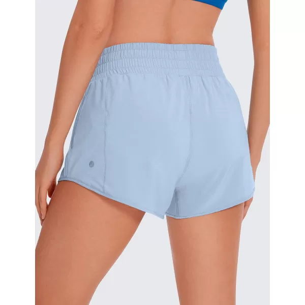 CRZ YOGA High Waisted Running Shorts for Women 25  Mesh Liner Quick Dry Sport Athletic Workout Shorts with Zipper PocketThe Breeze Blue