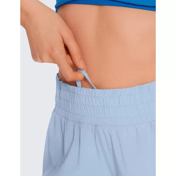 CRZ YOGA High Waisted Running Shorts for Women 25  Mesh Liner Quick Dry Sport Athletic Workout Shorts with Zipper PocketThe Breeze Blue