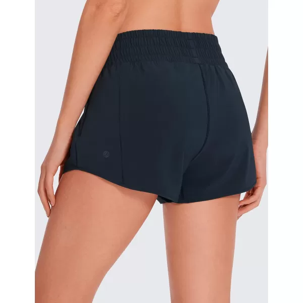 CRZ YOGA High Waisted Running Shorts for Women 25  Mesh Liner Quick Dry Sport Athletic Workout Shorts with Zipper PocketTrue Navy