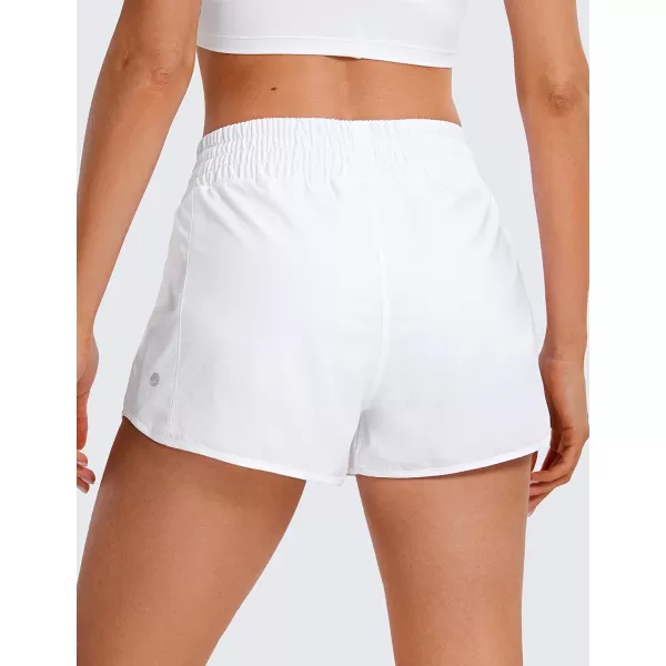 CRZ YOGA High Waisted Running Shorts for Women 25  Mesh Liner Quick Dry Sport Athletic Workout Shorts with Zipper PocketWhite