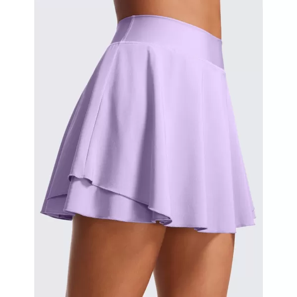 CRZ YOGA High Waisted Tennis Skirts for Women Double Ruffles Flowy Golf Athletic Casual Running Skirts with Shorts PocketsLilac