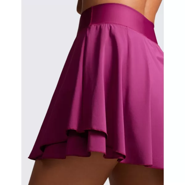 CRZ YOGA High Waisted Tennis Skirts for Women Double Ruffles Flowy Golf Athletic Casual Running Skirts with Shorts PocketsMagenta Purple