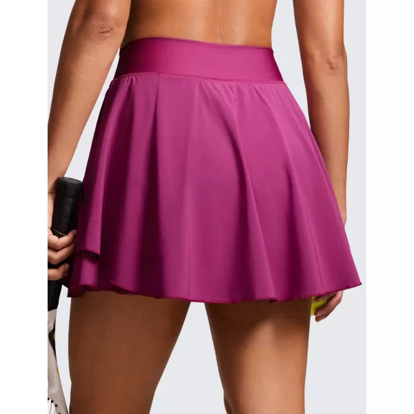 CRZ YOGA High Waisted Tennis Skirts for Women Double Ruffles Flowy Golf Athletic Casual Running Skirts with Shorts PocketsMagenta Purple