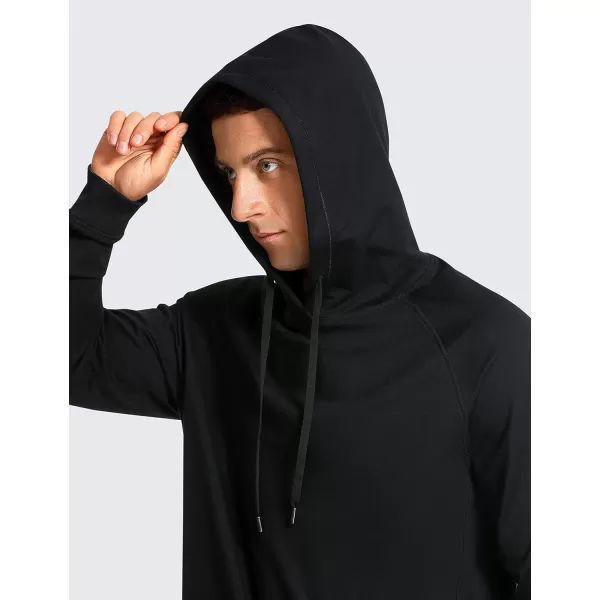 CRZ YOGA Hoodies for Men French Terry Hooded Sweatshirts Workout Athletic Casual Pullover Hoodie Tops with PocketsBlack