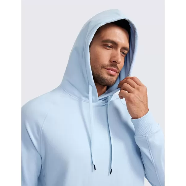 CRZ YOGA Hoodies for Men French Terry Hooded Sweatshirts Workout Athletic Casual Pullover Hoodie Tops with PocketsChambray Blue