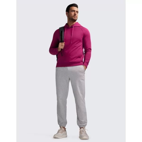 CRZ YOGA Hoodies for Men French Terry Hooded Sweatshirts Workout Athletic Casual Pullover Hoodie Tops with PocketsMagenta Purple