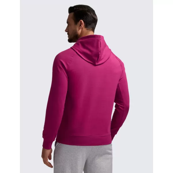 CRZ YOGA Hoodies for Men French Terry Hooded Sweatshirts Workout Athletic Casual Pullover Hoodie Tops with PocketsMagenta Purple