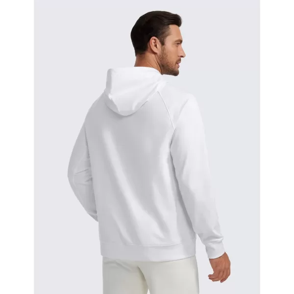 CRZ YOGA Hoodies for Men French Terry Hooded Sweatshirts Workout Athletic Casual Pullover Hoodie Tops with PocketsWhite