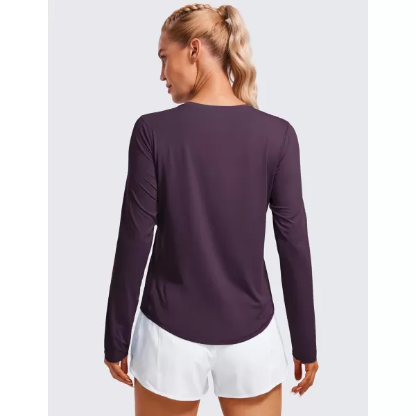 CRZ YOGA Lightweight Long Sleeve Workout Shirts for Women Running Fall Shirt High Neck Athletic Training TopsDeep Crocus Violet3