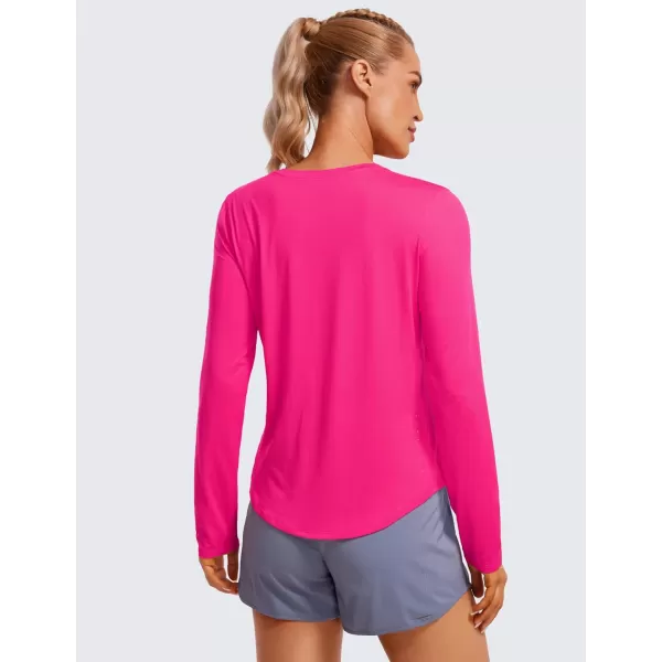 CRZ YOGA Lightweight Long Sleeve Workout Shirts for Women Running Fall Shirt High Neck Athletic Training TopsGranita Pink