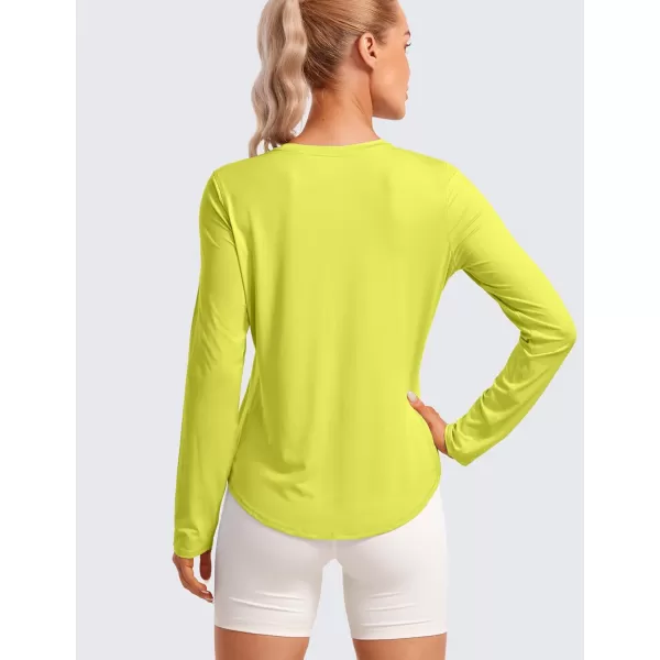 CRZ YOGA Lightweight Long Sleeve Workout Shirts for Women Running Fall Shirt High Neck Athletic Training TopsLuminous Yellow