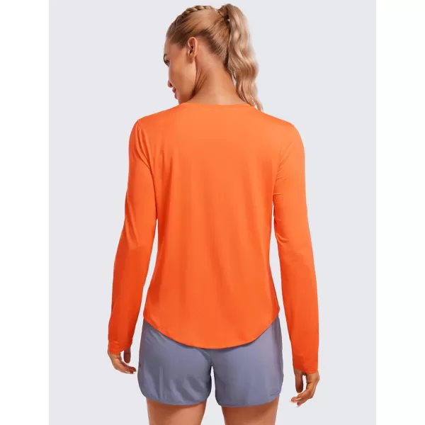 CRZ YOGA Lightweight Long Sleeve Workout Shirts for Women Running Fall Shirt High Neck Athletic Training TopsSweet Orange
