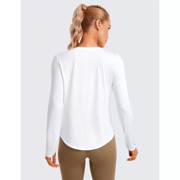 CRZ YOGA Lightweight Long Sleeve Workout Shirts for Women Running Fall Shirt High Neck Athletic Training TopsWhite