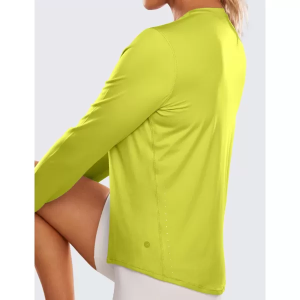 CRZ YOGA Lightweight Long Sleeve Workout Shirts for Women Running UPF 50 Sun T Shirt High Neck Athletic Gym Tee TopsLuminous Yellow