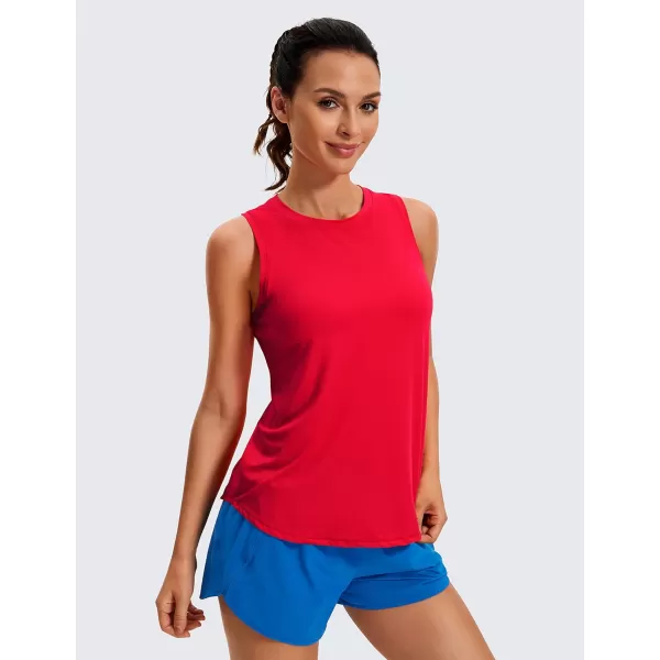 CRZ YOGA Lightweight Tank Top for Women Racerback Sleeveless Workout Tops High Neck Athletic Running ShirtsFestival Red