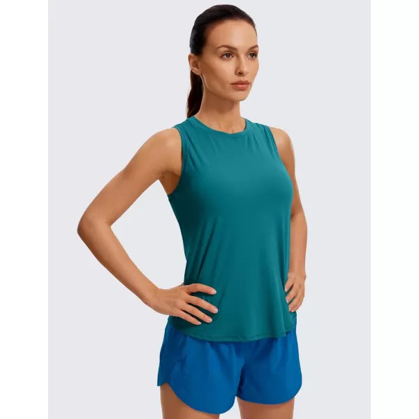 CRZ YOGA Lightweight Tank Top for Women Racerback Sleeveless Workout Tops High Neck Athletic Running ShirtsGreen Jade