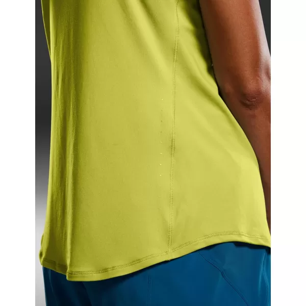 CRZ YOGA Lightweight Tank Top for Women Racerback Sleeveless Workout Tops High Neck Athletic Running ShirtsLuminous Yellow