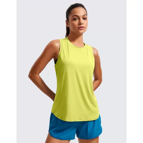 CRZ YOGA Lightweight Tank Top for Women Racerback Sleeveless Workout Tops High Neck Athletic Running ShirtsLuminous Yellow