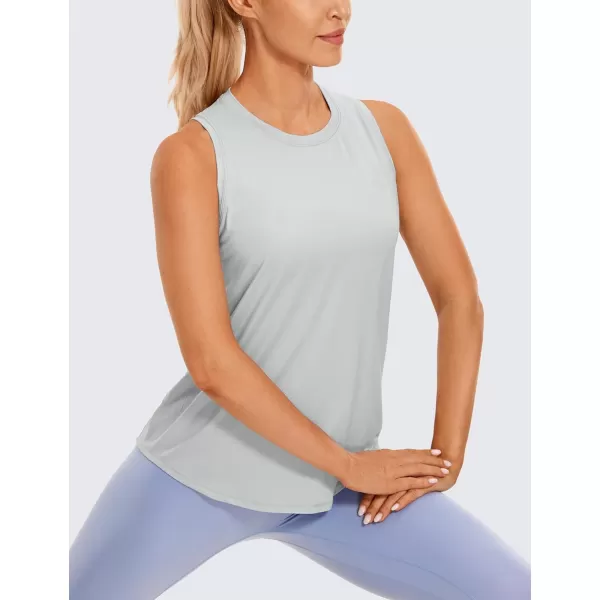 CRZ YOGA Lightweight Tank Top for Women Racerback Sleeveless Workout Tops High Neck Athletic Running ShirtsSilver Gray