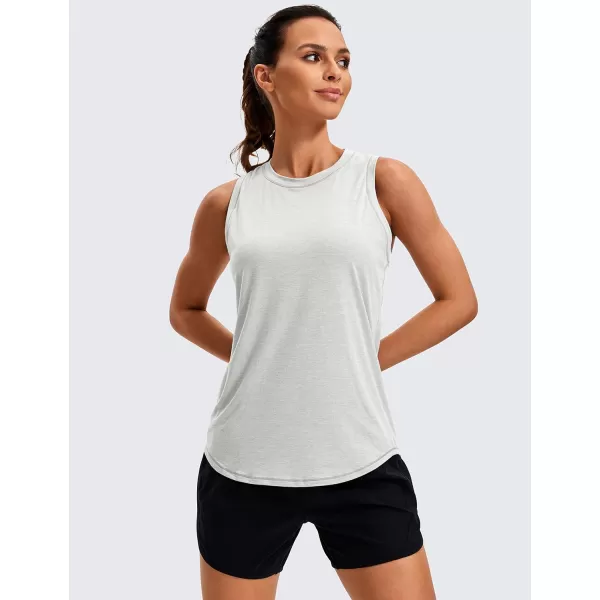 CRZ YOGA Lightweight Tank Top for Women Racerback Sleeveless Workout Tops High Neck Athletic Running ShirtsSilver Mist