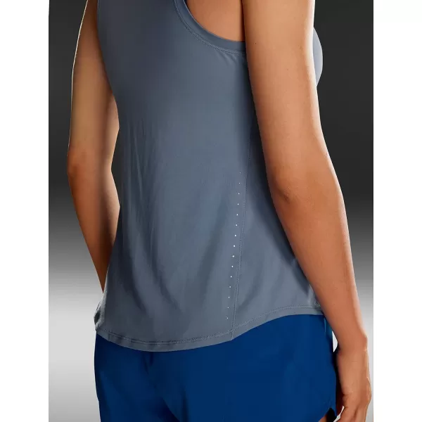 CRZ YOGA Lightweight Tank Top for Women Racerback Sleeveless Workout Tops High Neck Athletic Running ShirtsSlate Blue