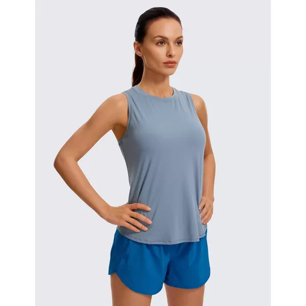 CRZ YOGA Lightweight Tank Top for Women Racerback Sleeveless Workout Tops High Neck Athletic Running ShirtsSlate Blue