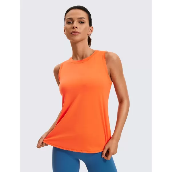 CRZ YOGA Lightweight Tank Top for Women Racerback Sleeveless Workout Tops High Neck Athletic Running ShirtsSweet Orange