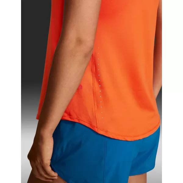 CRZ YOGA Lightweight Tank Top for Women Racerback Sleeveless Workout Tops High Neck Athletic Running ShirtsSweet Orange