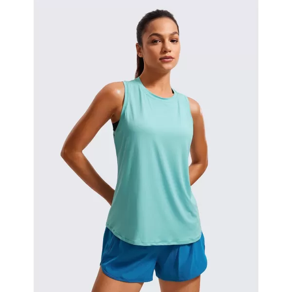 CRZ YOGA Lightweight Tank Top for Women Racerback Sleeveless Workout Tops High Neck Athletic Running ShirtsTropical Mint Green