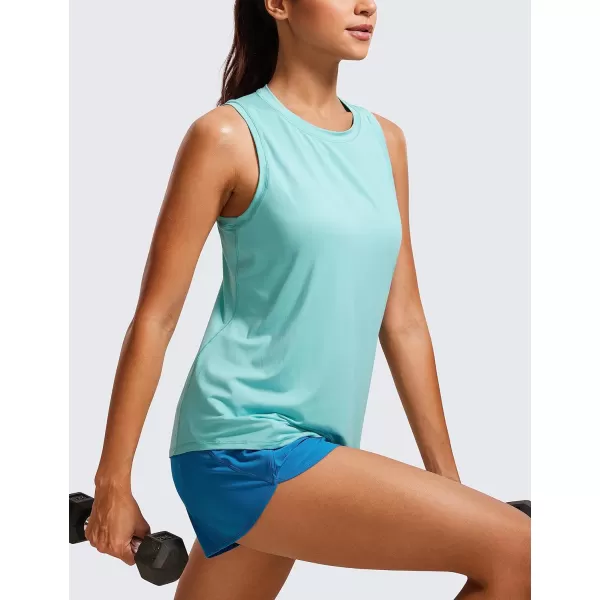 CRZ YOGA Lightweight Tank Top for Women Racerback Sleeveless Workout Tops High Neck Athletic Running ShirtsTropical Mint Green