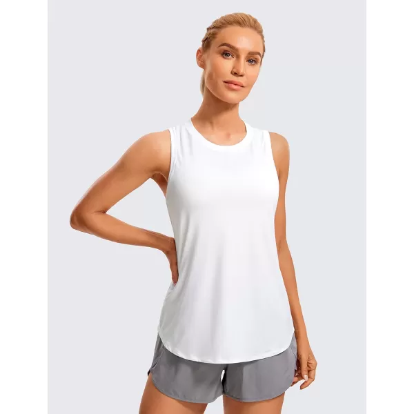 CRZ YOGA Lightweight Tank Top for Women Racerback Sleeveless Workout Tops High Neck Athletic Running ShirtsWhite