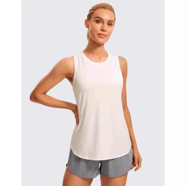 CRZ YOGA Lightweight Tank Top for Women Racerback Sleeveless Workout Tops High Neck Athletic Running ShirtsWhite Apricot