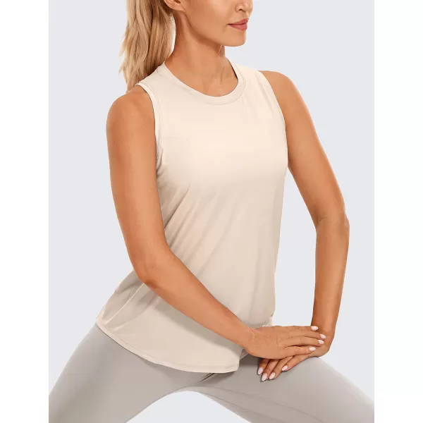 CRZ YOGA Lightweight Tank Top for Women Racerback Sleeveless Workout Tops High Neck Athletic Running ShirtsWhite Opal