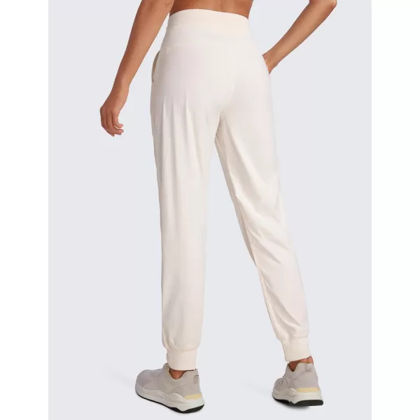 CRZ YOGA Lightweight Workout Joggers for Women High Waisted Outdoor Running Casual Track Pants with PocketsWhite Apricot