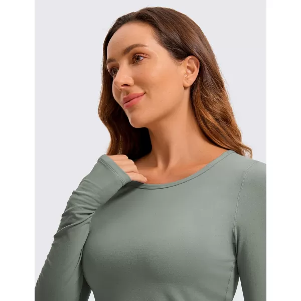 CRZ YOGA Long Sleeve Crop Tops for Women Workout Cropped Top Yoga Slim Fit Athletic Gym Shirts with Thumb HoleGrey Sage