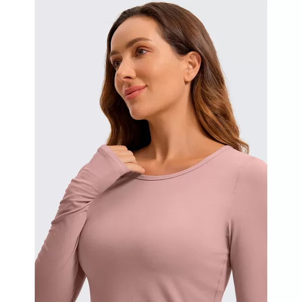 CRZ YOGA Long Sleeve Crop Tops for Women Workout Cropped Top Yoga Slim Fit Athletic Gym Shirts with Thumb HoleRose Fragrant Purple