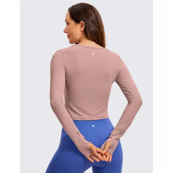 CRZ YOGA Long Sleeve Crop Tops for Women Workout Cropped Top Yoga Slim Fit Athletic Gym Shirts with Thumb HoleRose Fragrant Purple