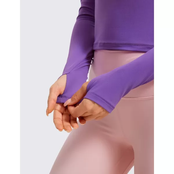 CRZ YOGA Long Sleeve Crop Tops for Women Workout Cropped Top Yoga Slim Fit Athletic Gym Shirts with Thumb HoleRoyal Lilac