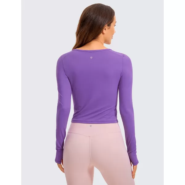 CRZ YOGA Long Sleeve Crop Tops for Women Workout Cropped Top Yoga Slim Fit Athletic Gym Shirts with Thumb HoleRoyal Lilac