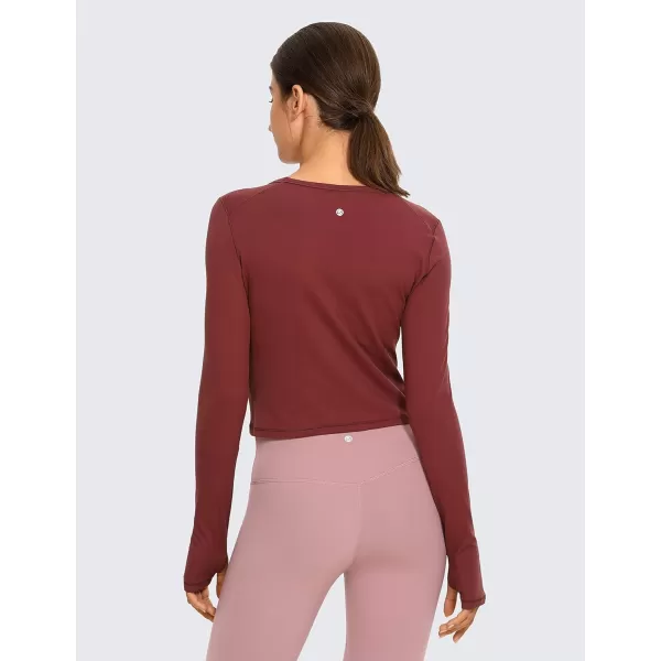 CRZ YOGA Long Sleeve Crop Tops for Women Workout Cropped Top Yoga Slim Fit Athletic Gym Shirts with Thumb HoleSavannah
