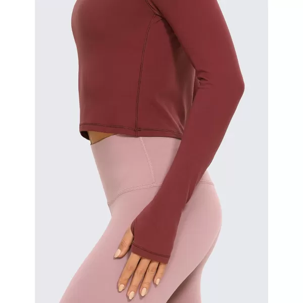 CRZ YOGA Long Sleeve Crop Tops for Women Workout Cropped Top Yoga Slim Fit Athletic Gym Shirts with Thumb HoleSavannah