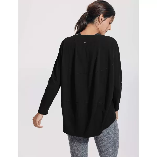 CRZ YOGA Long Sleeve Workout Shirts for Women Loose FitPima Cotton Yoga Shirts Casual Fall Tops ShirtsBlack